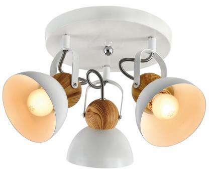 Спот 23391/3 WH+WOOD белый+дерево 3x40W E27 h135, 24